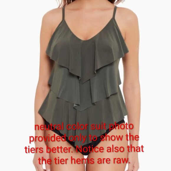 Magicsuit Miraclesuit Tankini Top Tiers Ruffles Flattering Blue Black Print 10 - Picture 13 of 14